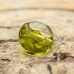 Glaspärla facetterad kula 7 mm, Olivgrön (15st)