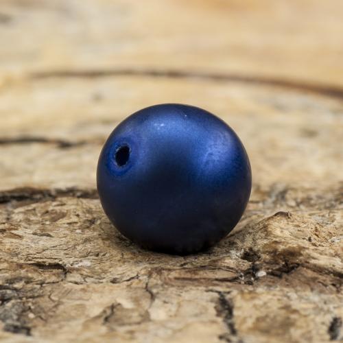 Vaxad glaspärla matt 8 mm, Mörk havsblå (20st)