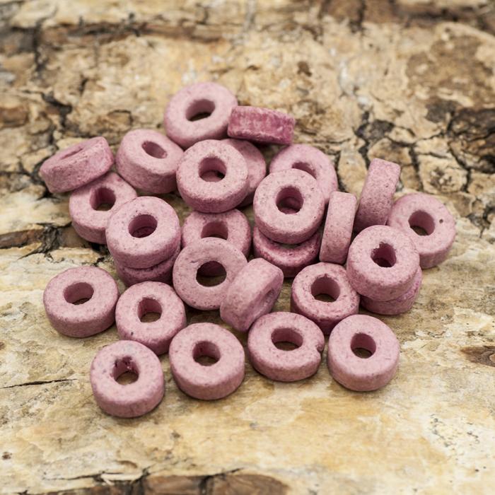 Keramikprla Disk 6x3 mm, Rosa (30st)