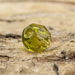 Glaspärla facetterad 4,5x5 mm, Olivgrön (25st)