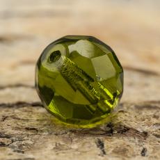 Glaspärla facetterad kula 12 mm, Olivgrön (5st)