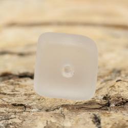 Frostad glaspärla kub 7 mm, Klar (15st)