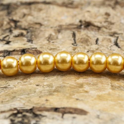 Vaxad glaspärla 4 mm, Guld (60st)