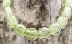 Glaspärla Puck 14 mm, Mintgrön (5st)