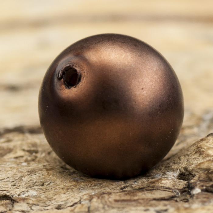 Vaxad glasprla matt 8 mm, Choklad (20st)