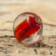 Glaspärla Puck 13 mm, Röd (5st)
