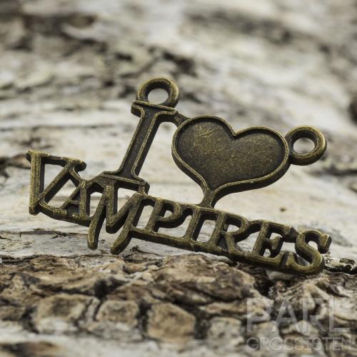 Berlock I Love Vampires 21x34 mm, Antikbrons (4st)