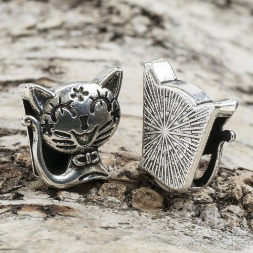 Slider Katt 16x17 mm, Antiksilver (st)