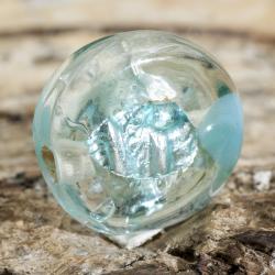 Glaspärla Puck 11 mm, Ljusblå (5st)