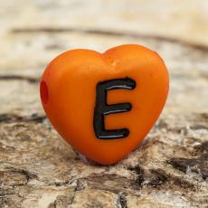 Bokstavspärla hjärtformad E 11x12 mm, Orange (5st)