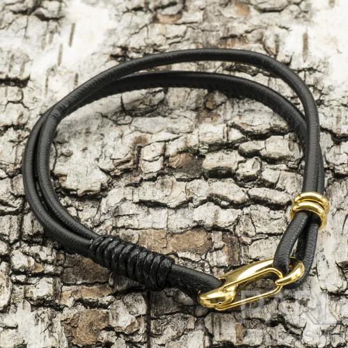 Armband läderimitation 19,5 cm, Svart/Guldfärg (st)