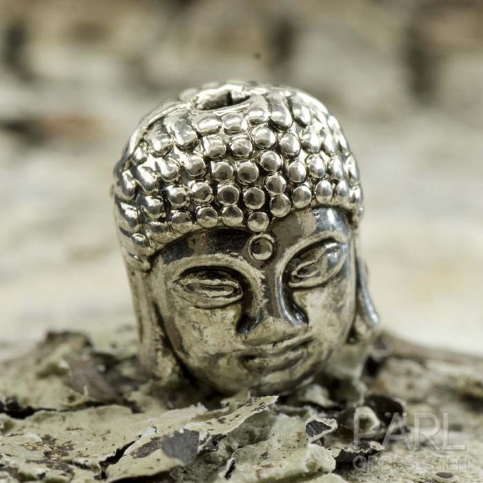 Metallprla Buddha 11x9 mm, Antiksilver (st)