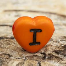 Bokstavspärla hjärtformad I 11x12 mm, Orange (5st)