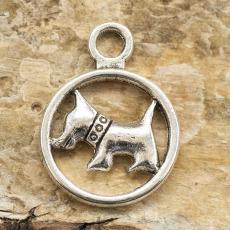 Berlock Hund 14x19 mm, Antiksilver (5st)