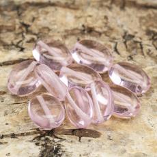 Oval glaspärla 9x12 mm, Rosa (10st)