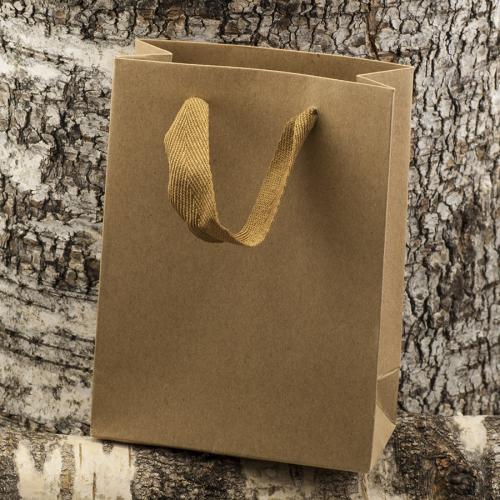 Presentpåse med bandhandtag 12x16x6 cm, Natur (st)