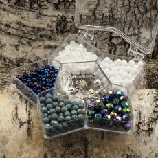 Stjärnbox med blandade pärlor och tråd, Färgmix (st)