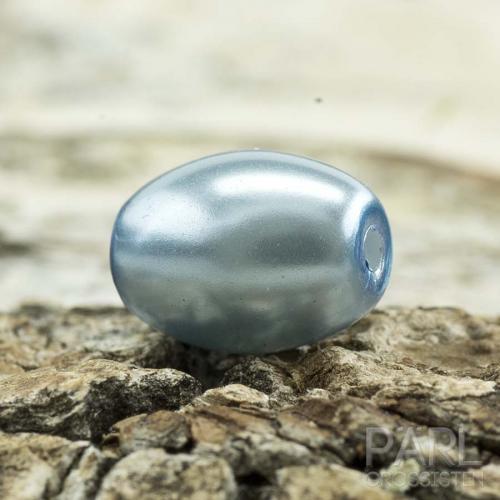 Oval vaxad glaspärla 8x6 mm, Blå (20st)