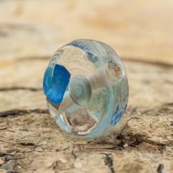 Glaspärla Puck 11 mm, Blå (5st)