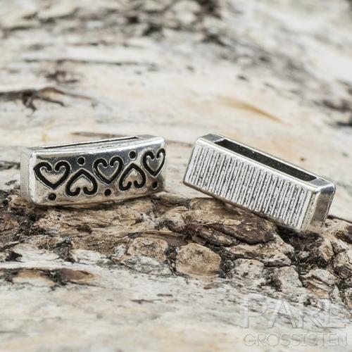 Slider Band med hjärtan 6x16 mm, Antiksilver (5st)
