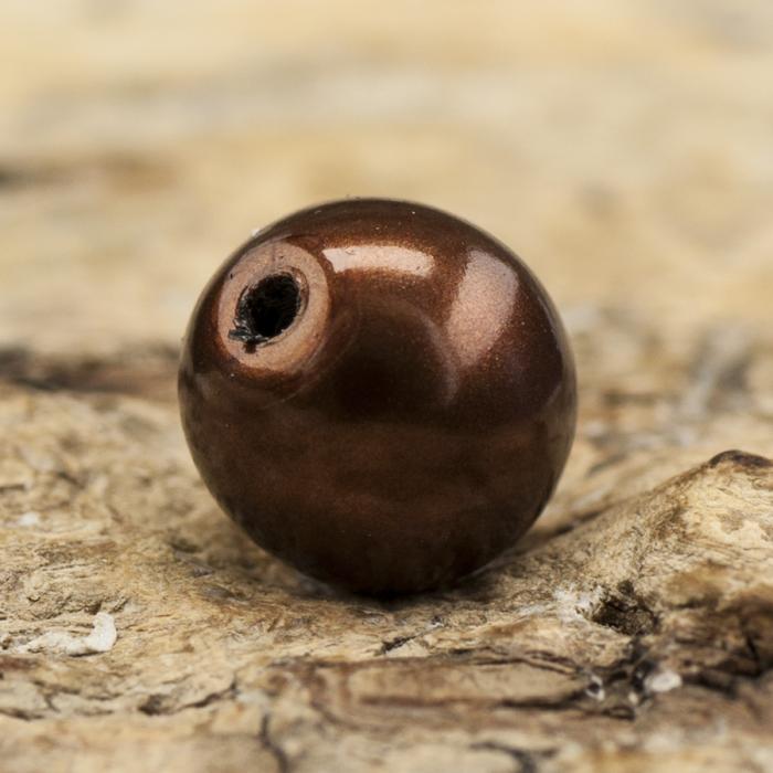 Vaxad glasprla 6 mm, Choklad (40st)