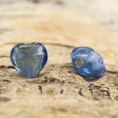Glaspärla Hjärta 10x9 mm, Blå (5st)