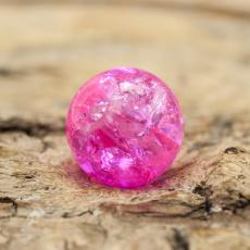 Krackelerad glaspärla rund 6 mm, Rosa (40st)