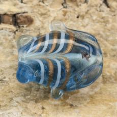 Handgjord Glaspärla Fisk 17x19 mm, Ljusblå (st)