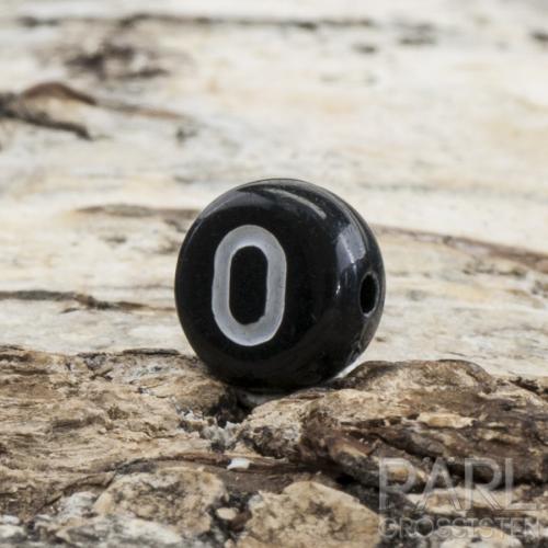 Bokstavspärla O 7 mm, Svart (25st)