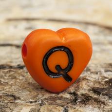 Bokstavspärla hjärtformad Q 11x12 mm, Orange (5st)