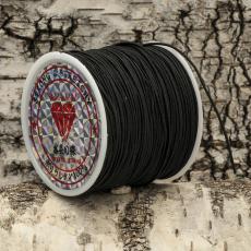 Rulle med textilklädd elastisk tråd 0,75 mm, Svart (35 m)