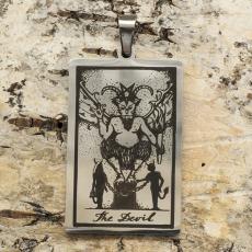 Hänge Tarot "The Devil" i Rostfritt stål 24x46 mm (st)