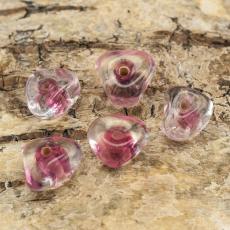 Glaspärla Triangel 12 mm, Klar/Cerise (5st)