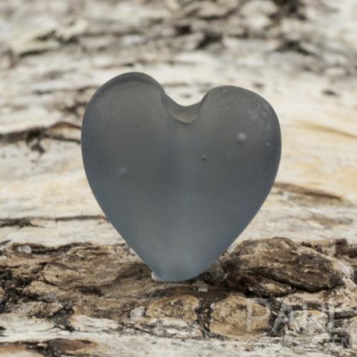 Glaspärla frostat hjärta 15x15 mm, Grå (st)