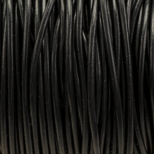 Äkta läderband 2 mm, Svart (meter)