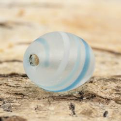 Oval frostad glaspärla 11x13 mm, Ljusblå (5st)