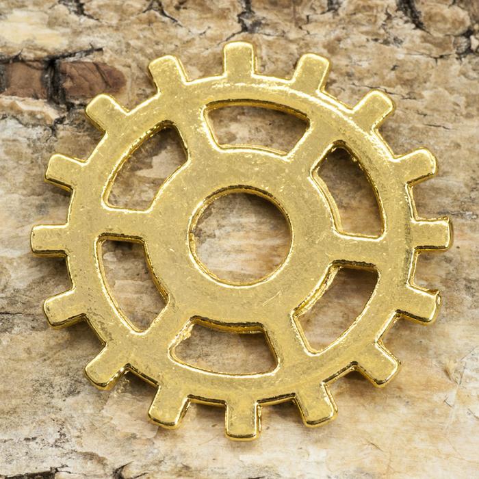Berlock Kugghjul 25 mm, Guldfrg (st)