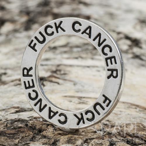 Budskapsring "FUCK CANCER" 22 mm, Antiksilver (st)
