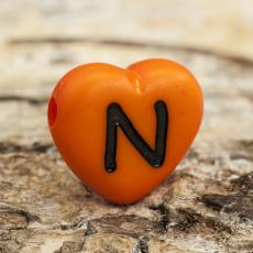 Bokstavspärla hjärtformad N 11x12 mm, Orange (5st)