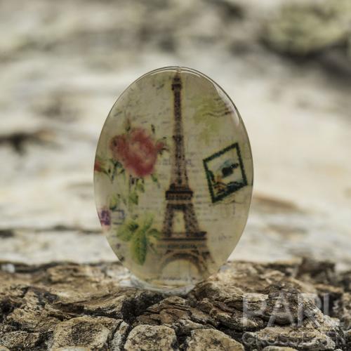 Cabochon Eiffeltorn glas 13x18 mm, Grå (st)