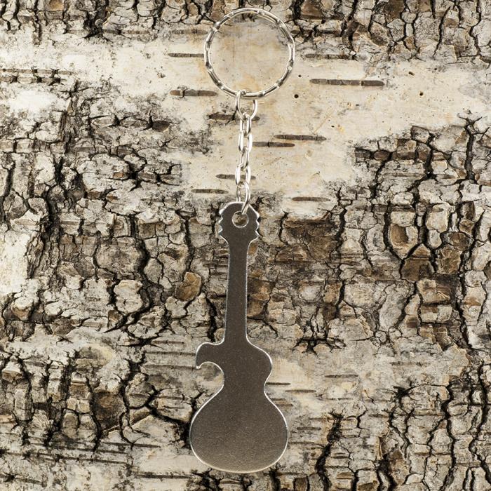 Nyckelring Gitarr med kapsylppnare 27x124 mm, Silver (st)