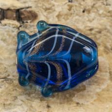 Handgjord Glaspärla Fisk 17x19 mm, Mörk blåturkos (st)