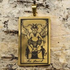 Hänge Tarot "The Devil" i Rostfritt stål 24x46 mm, Guldfärg (st)