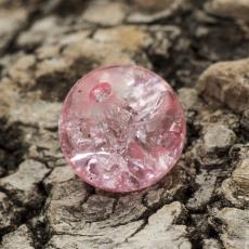 Krackelerad glaspärla 10 mm, Rosa (10st)