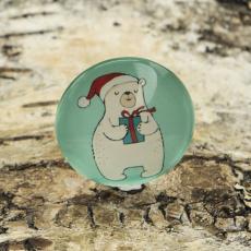 Cabochon Isbj&ouml;rn/Julklapp 25 mm, Turkos/Vit (st)