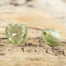 Glaspärla Hjärta 10x9 mm, Mintgrön (5st)