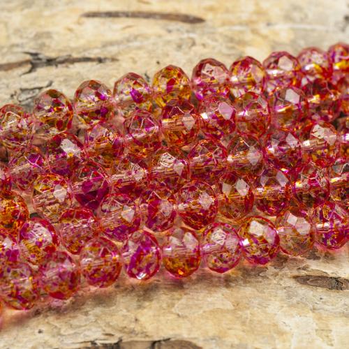 Glaspärla facetterad rondell 8x6 mm, Multifärg (10st)