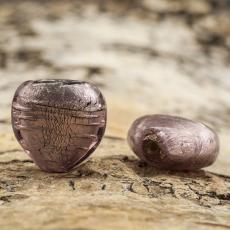 Glaspärla hjärta silverfoil 17x17 mm, Lila (st)