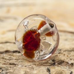 Glaspärla Puck 11 mm, Rödorange (5st)