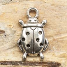Berlock Nyckelpiga 11x18 mm, Antiksilver (5st)